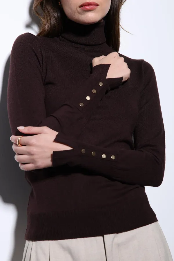 Antioch Kahve Dik Yaka Triko Kazak