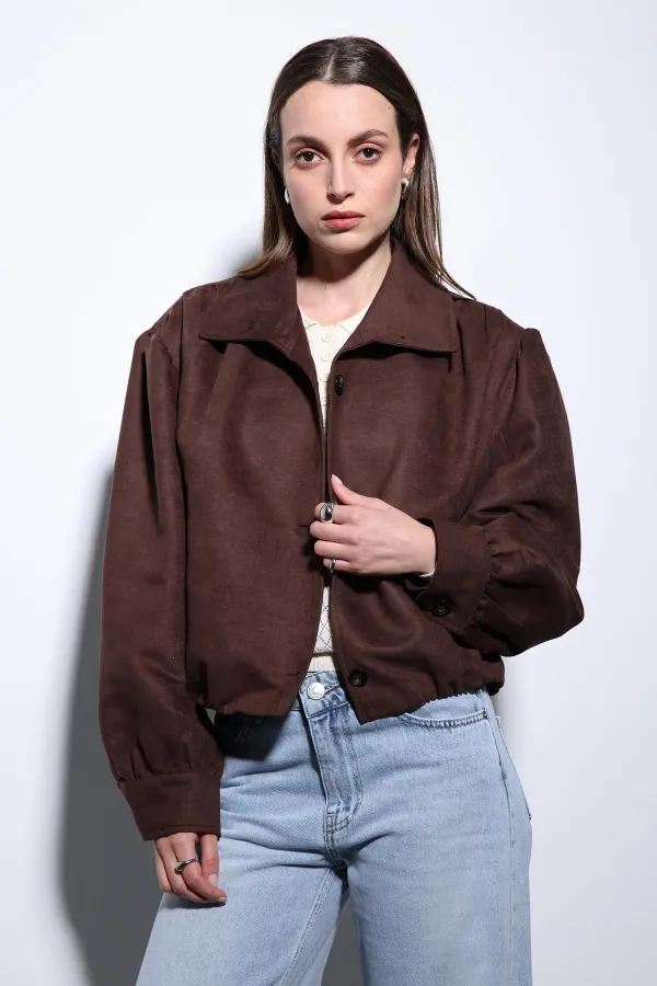 Veste bomber femme Antioch Coffee aspect daim