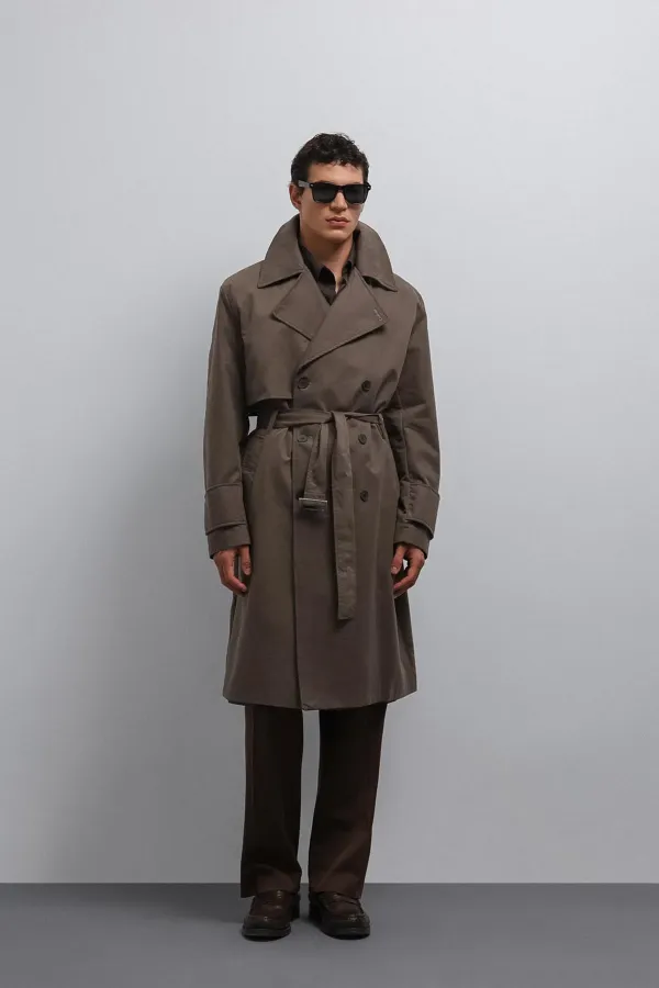 Trench-coat Antioch marron clair coupe décontractée pour homme