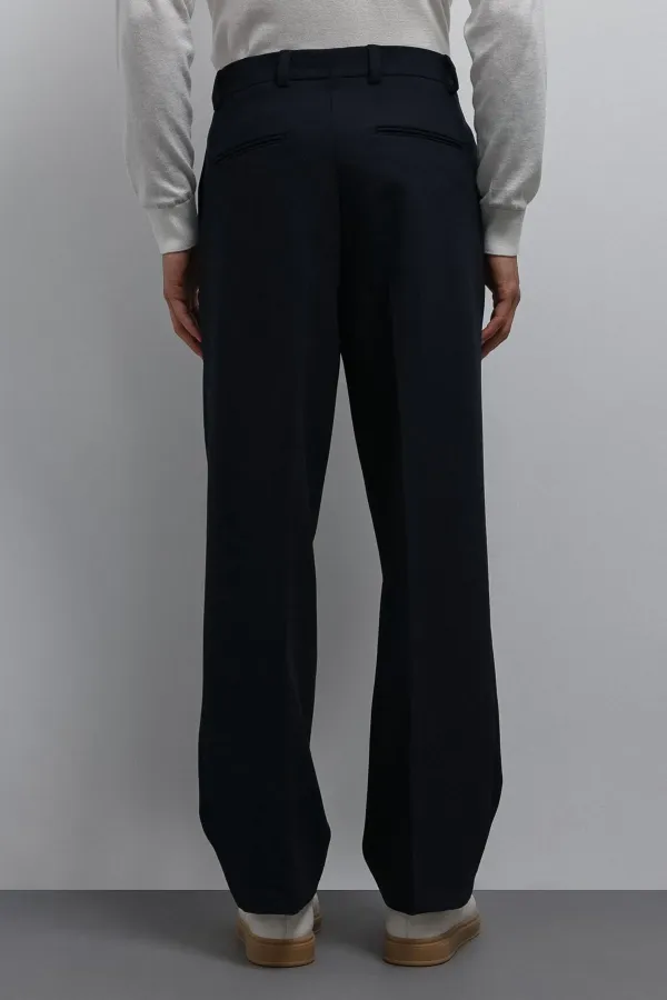 Antioch Lacivert Relax Fit Baggy Pilili Erkek Pantolon