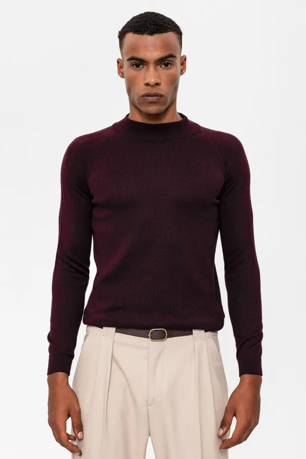 Pull en maille à col demi-col Antioch Plum pour homme