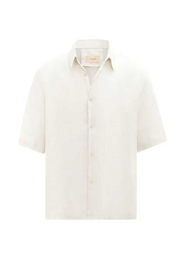 Chemise homme Antioch blanche 100 % lin coupe décontractée