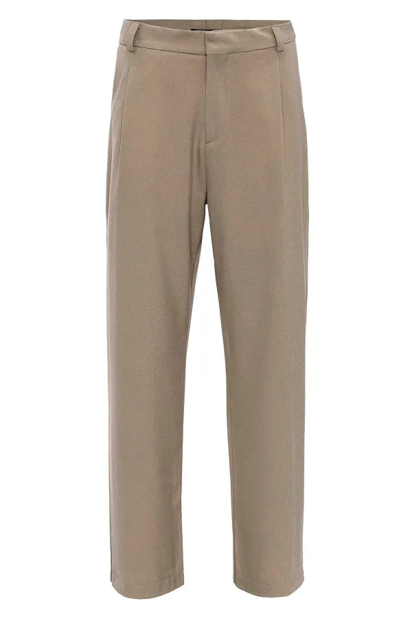 Pantalon ample taille haute beige foncé Antioch pour homme