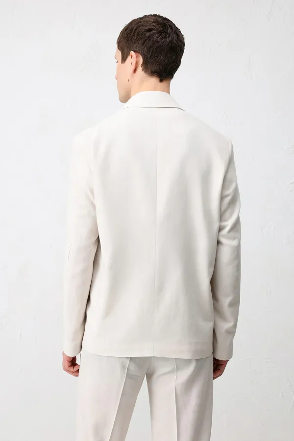 Antioch Taş Relax Fit Keten Karışımlı Erkek Blazer Ceket