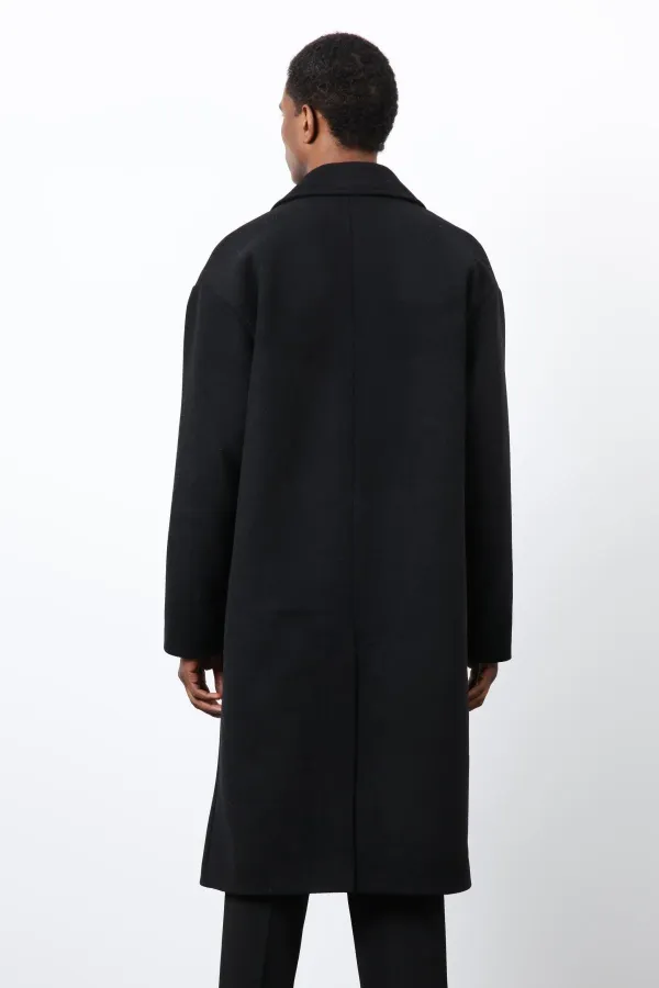 Antioch Black Wool Blend Oversize Men's Coat