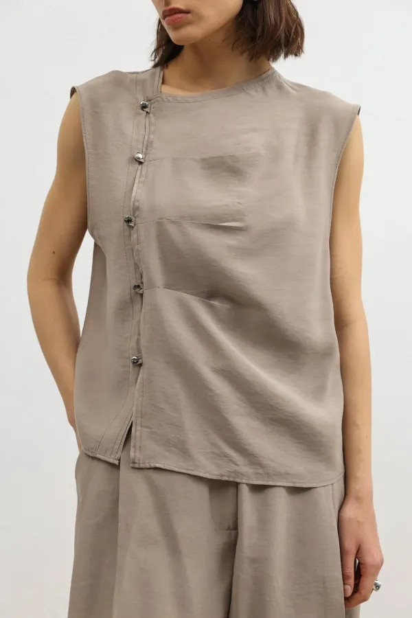 Haut boutonné pour femme en mélange de lyocell beige Antioch