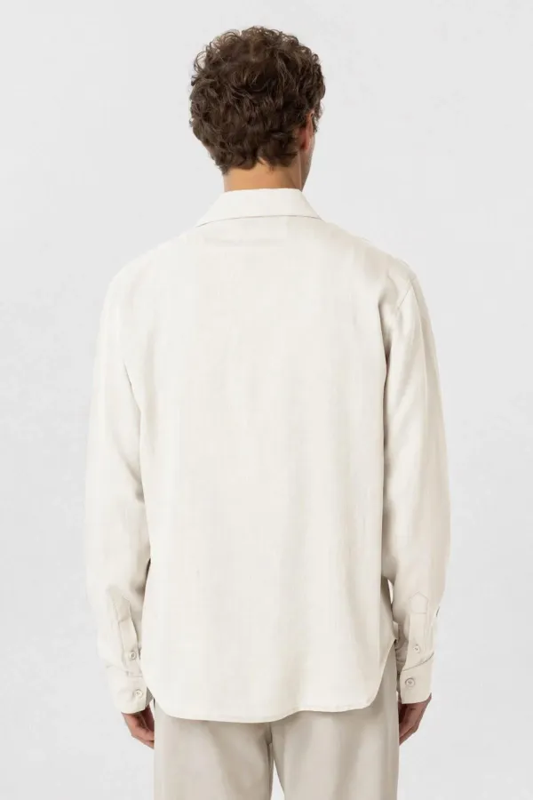 Antioch Ekru Relax Fit Liyosel Kumaş Erkek Gömlek