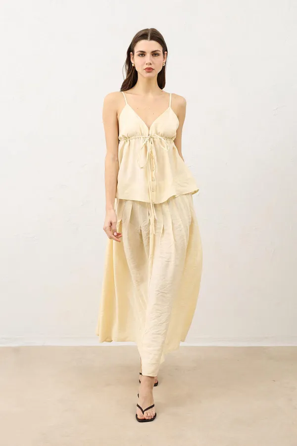 Antioch Sarı Dökümlü Kadın Etek