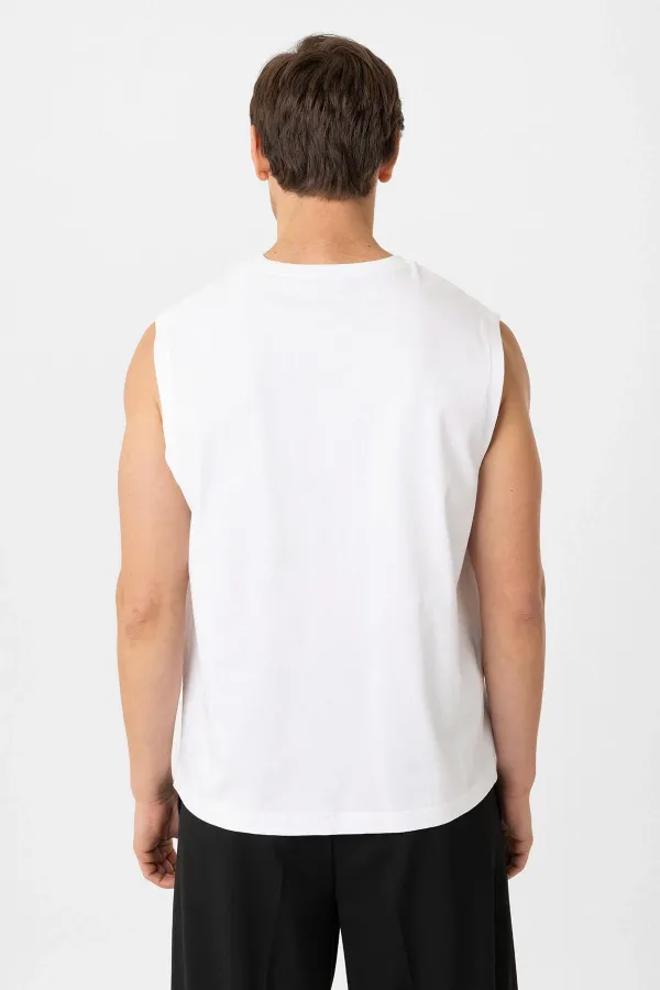 Antioch Beyaz Relaxed Fit Erkek Kolsuz T-Shirt Antioch Beyaz Relaxed Fit Erkek Kolsuz T-Shirt