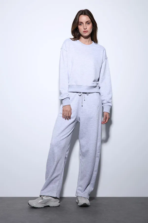 Antioch Gri Melanj Basic Kadın Eşofman Takım