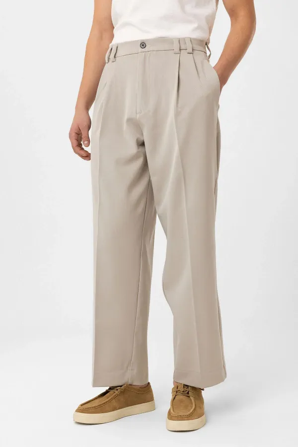 Pantalon plissé beige Antioch taille haute coupe décontractée pour homme