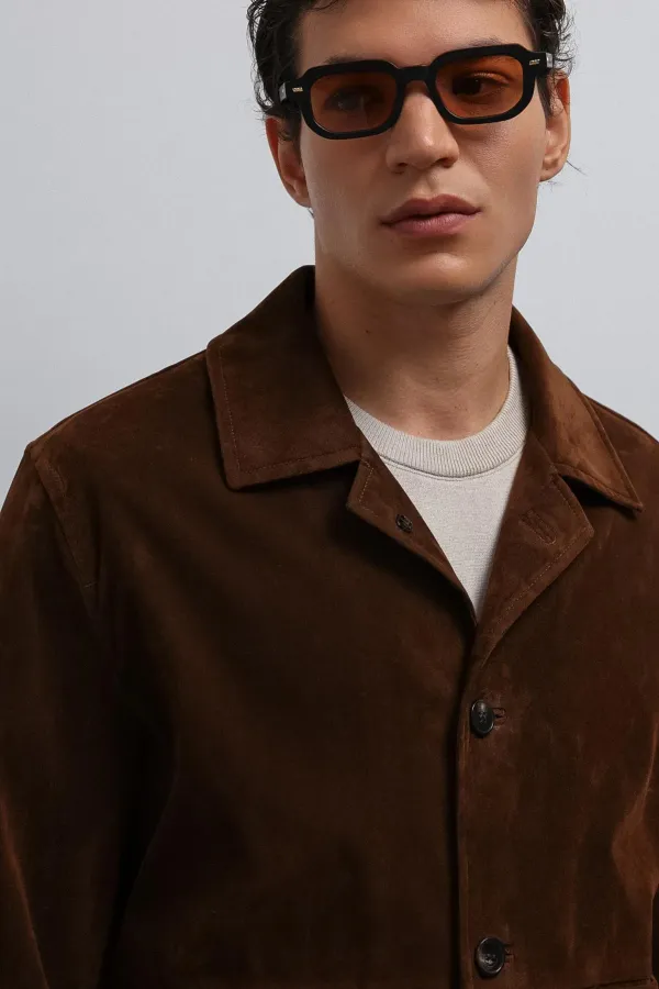 Antioch Kahve Süet Erkek Klasik Ceket