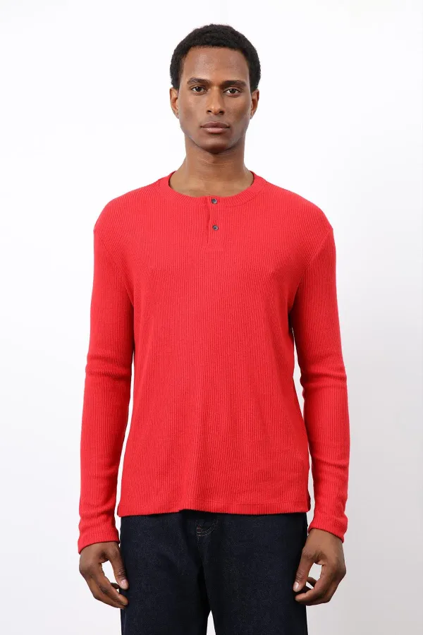 Antioch Kırmızı Fitilli Düğmeli Yaka T-Shirt