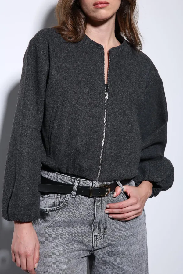 Veste courte Antioch anthracite pour femme avec taille élastique