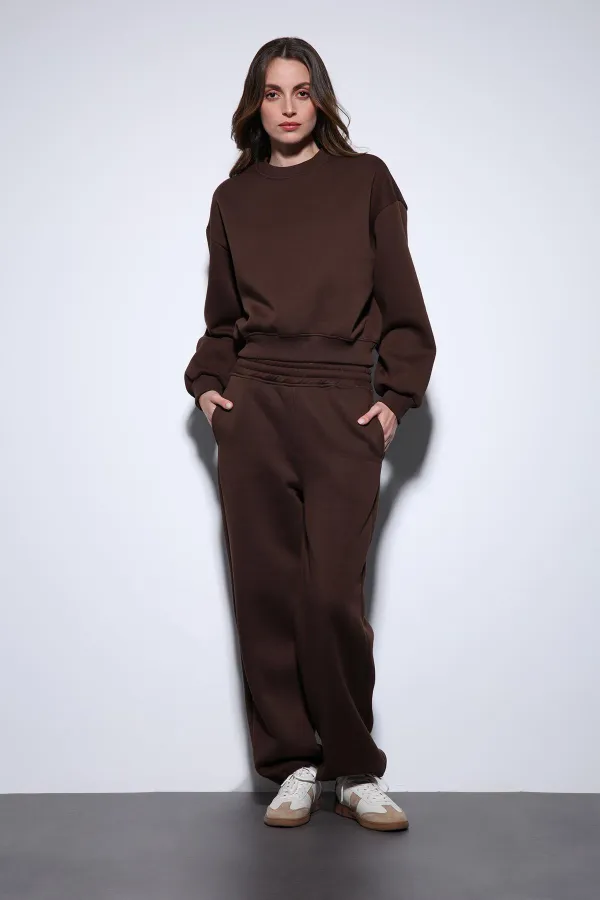 Antioch Kahve Oversize Kadın Eşofman Takım