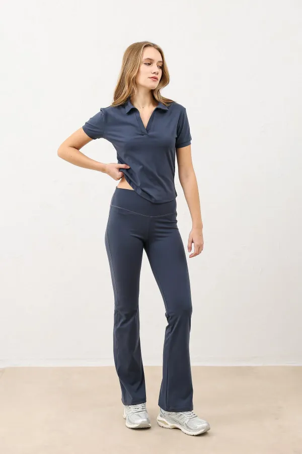 Antioch Smoke Grey Polo Collar Women's T-Shirt