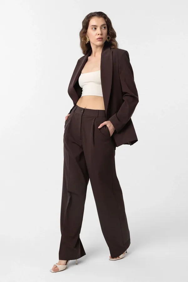 Antioch Coffee Pleated Women's Trousers