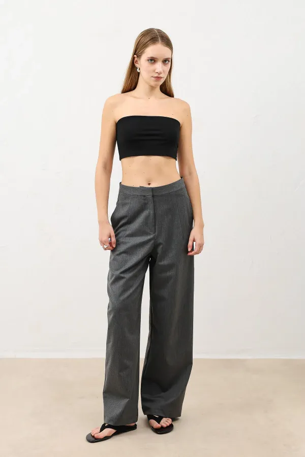 Antioch Grey Wide Leg Women's Trousers with Pens