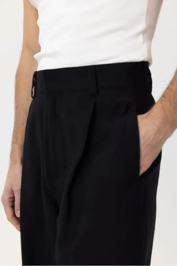 Antioch Black Pleated Baggy Fit Men's Trousers
