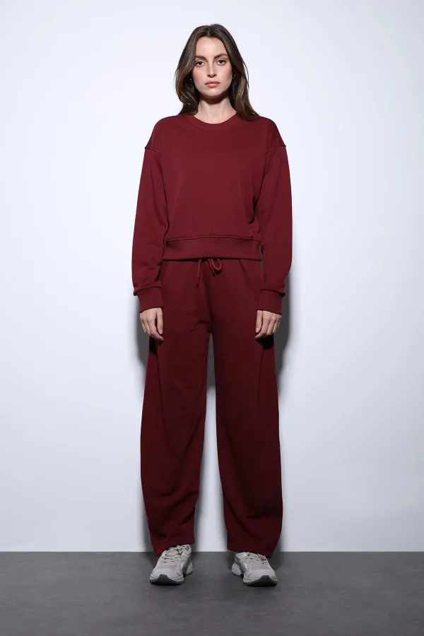 Pantalon de survêtement Antioch Burgundy Basic à jambes droites pour femmes