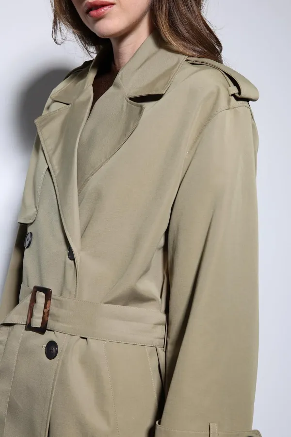Trench-coat Antioch kaki croisé à ceinture pour femme