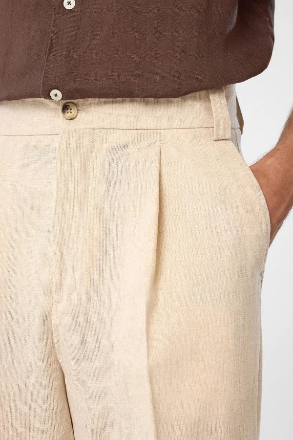 Antioch Stone High Waist Pleated Relax Fit Men's Trousers