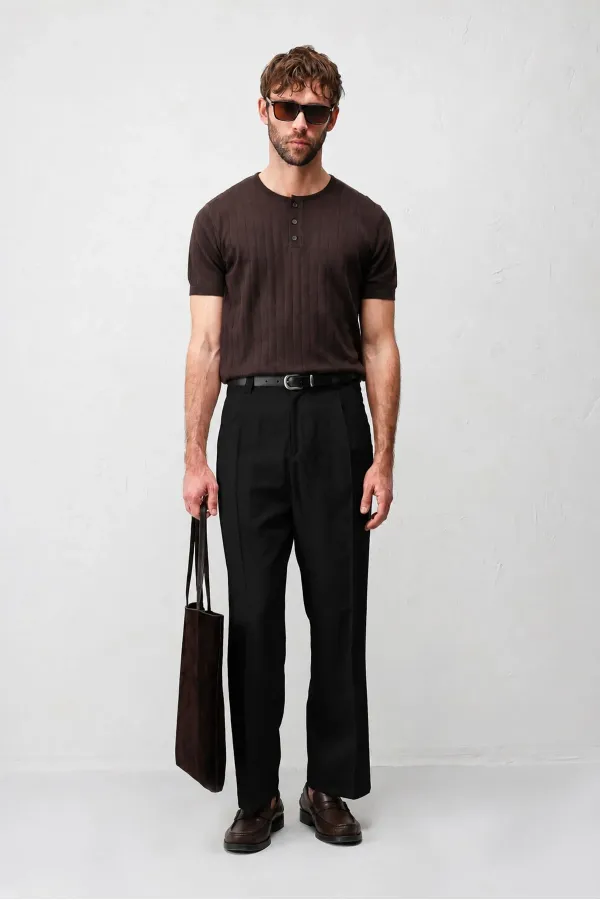 Antioch Siyah Pileli Relaxed Fit Erkek Pantolon Antioch Siyah Pileli Relaxed Fit Erkek Pantolon