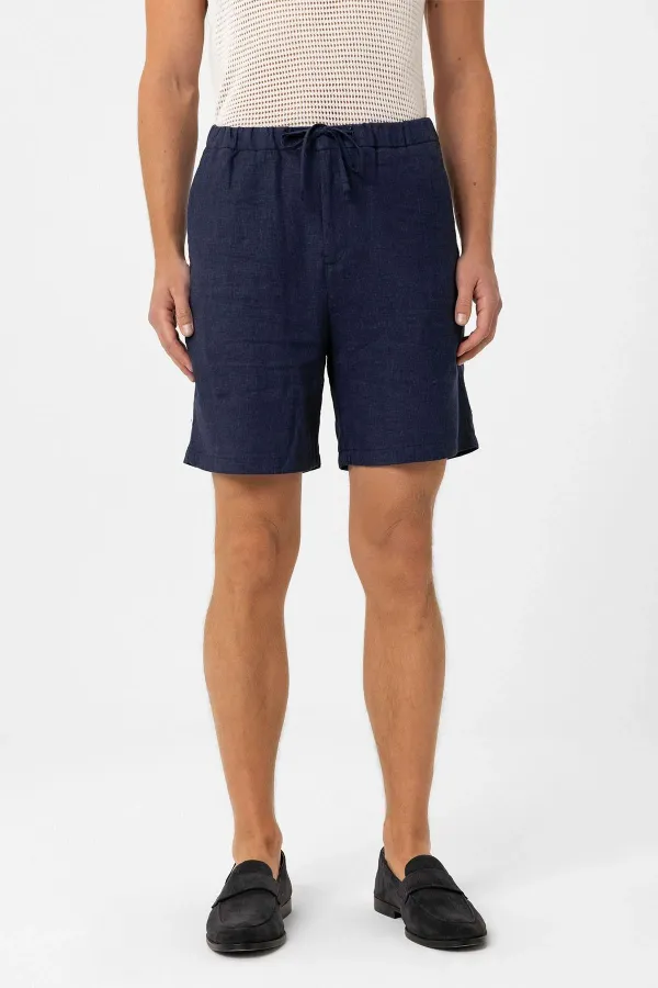 Short pour homme Antioch en lin mélangé bleu marine