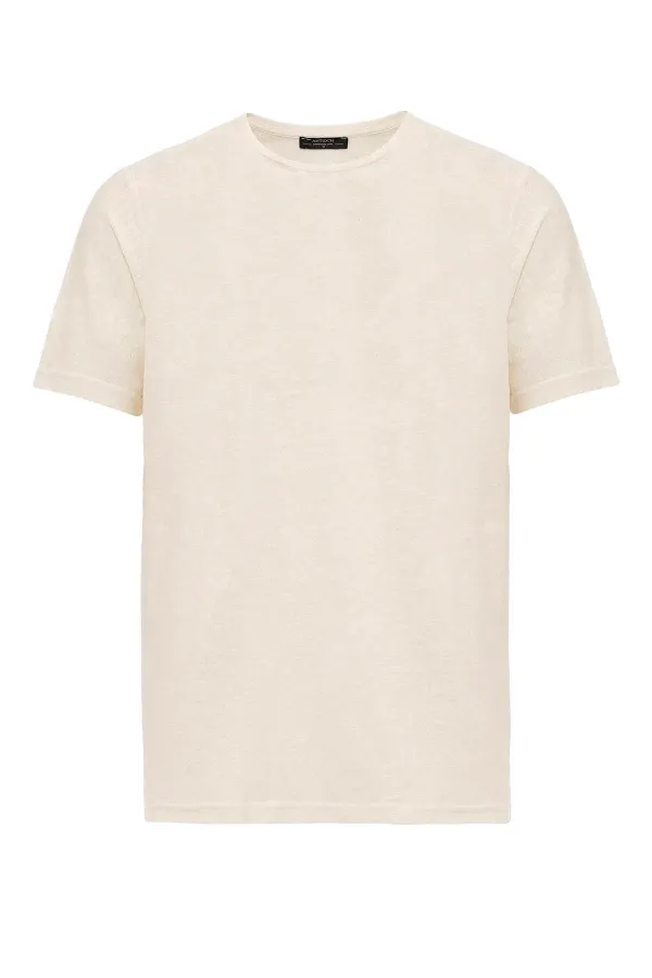 T-shirt homme Antioch Ecru Basic à col rond