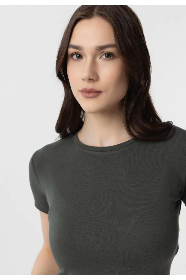 Antioch Haki Crop Kadın T-Shirt