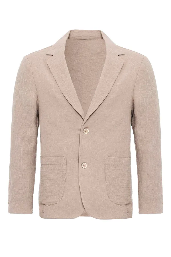 Antioch Beige Unlined Men's Blazer Jacket with Patch Pockets