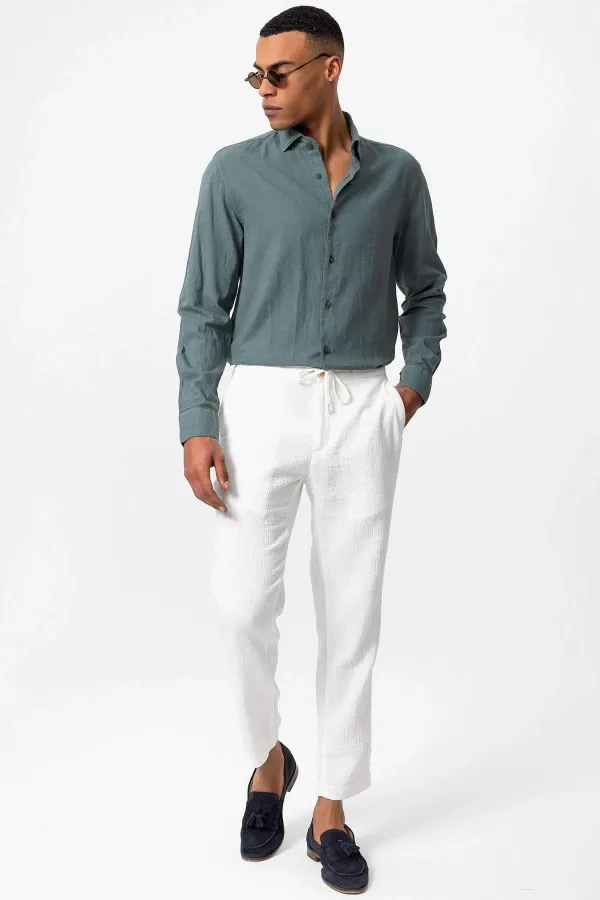 Antioch Green Linen Blend Men's Shirt