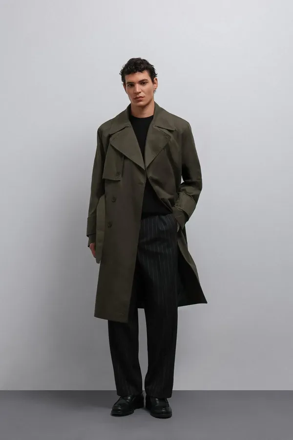 Trench-coat Antioch Khaki coupe décontractée pour homme