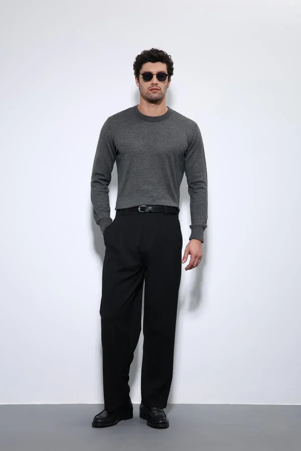 Pull basique pour homme Antioch Anthracite à texture douce