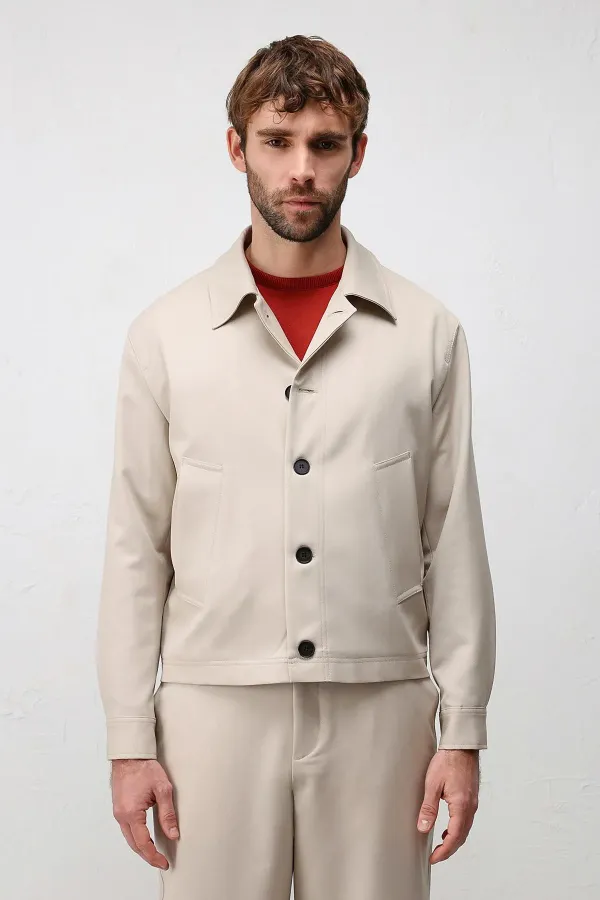Veste de printemps pour homme Antioch beige coupe décontractée