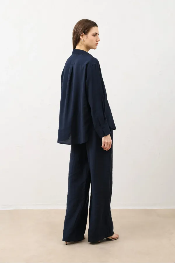 Pantalon Antioch bleu marine en modal mélangé pour femme