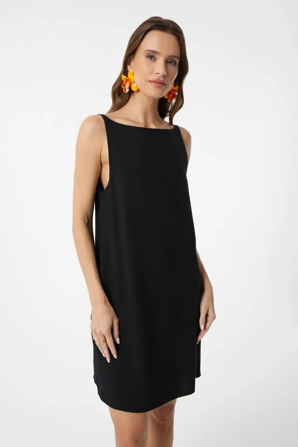 Antioch Black Linen Blend Women's Mini Dress