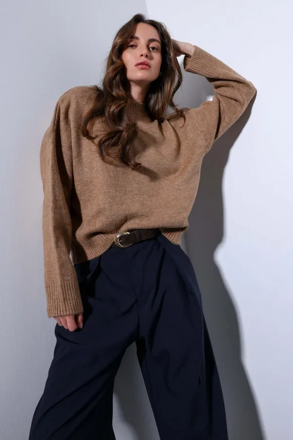 Antioch Camel Yün Karışımlı Kadın Kazak