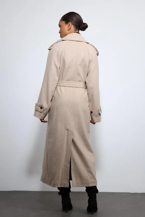 Antioch Beige Oversize Belted Coat