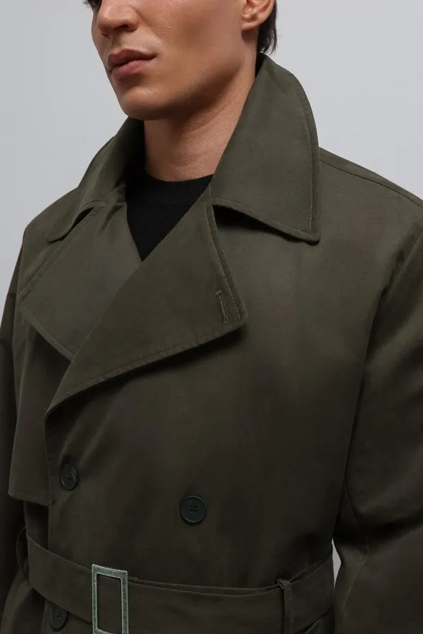 Trench-coat Antioch Khaki coupe décontractée pour homme