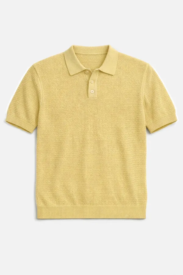 Antioch Sarı Örgü Dokulu Polo Yaka Erkek T-Shirt Antioch Sarı Örgü Dokulu Polo Yaka Erkek T-Shirt