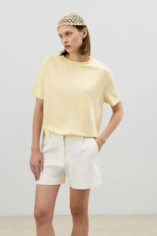 Antioch Sarı Dökümlü Kadın T-Shirt