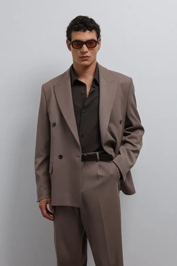 Antioch Vizon Relax Fit Kruvaze Erkek Blazer Ceket