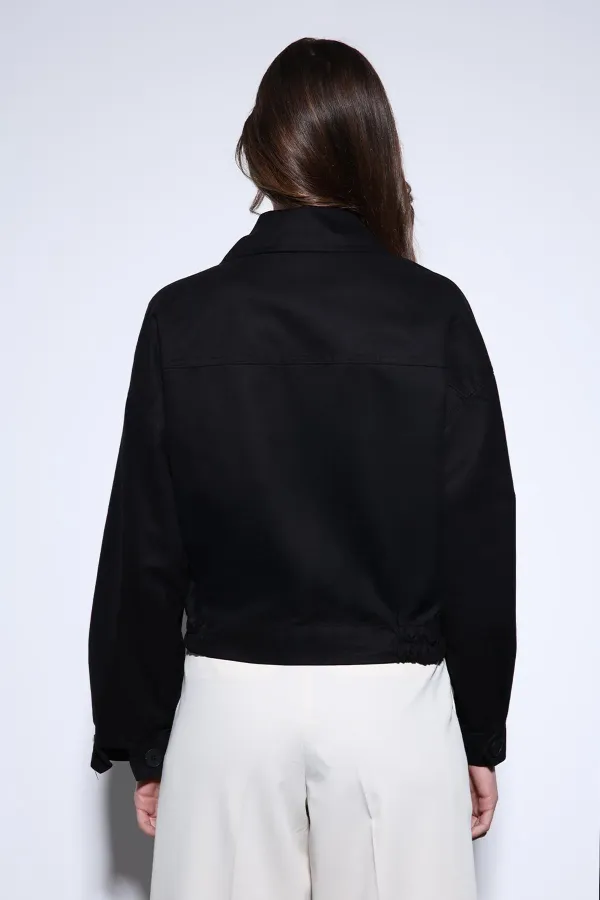 Trench-coat court noir croisé pour femme Antioch