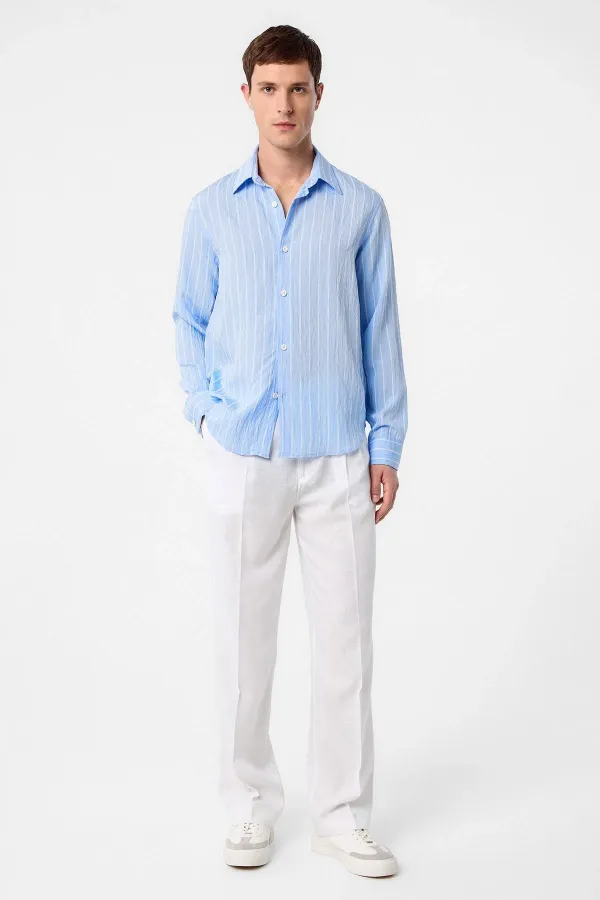 Antioch Bebe Blue Relax Fit Striped Boys' Shirt