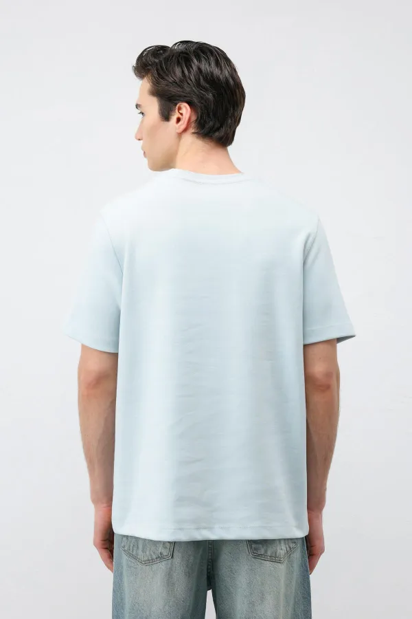 T-shirt basique Antioch bleu clair pour homme, coupe classique