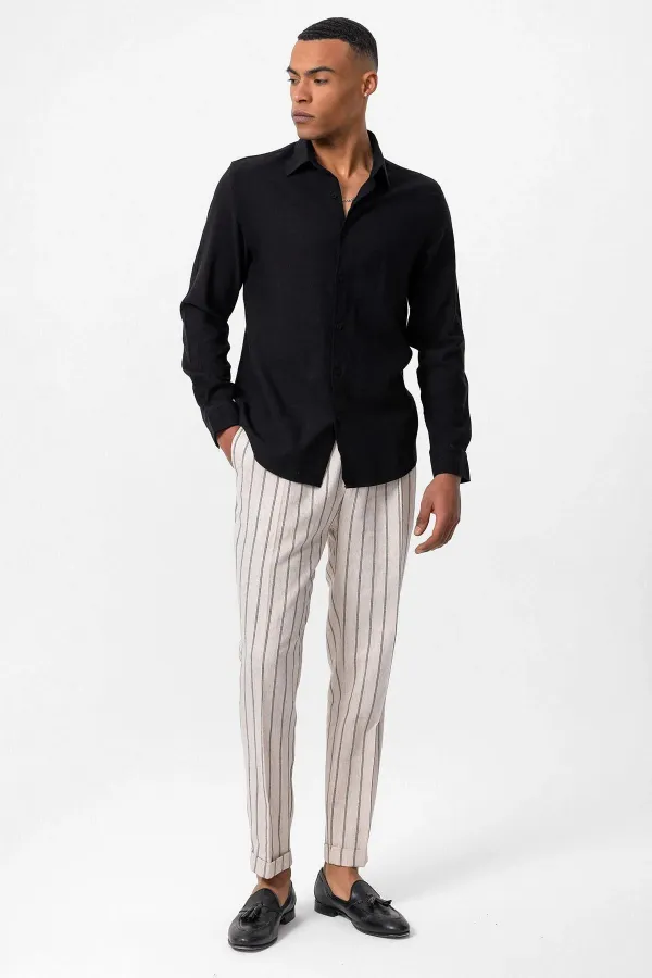 Chemise à manches longues noire Antioch pour homme