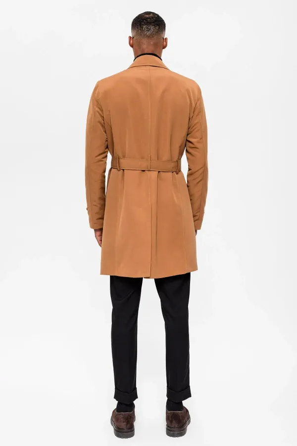 Trench-coat croisé à ceinture couleur fauve Antioch