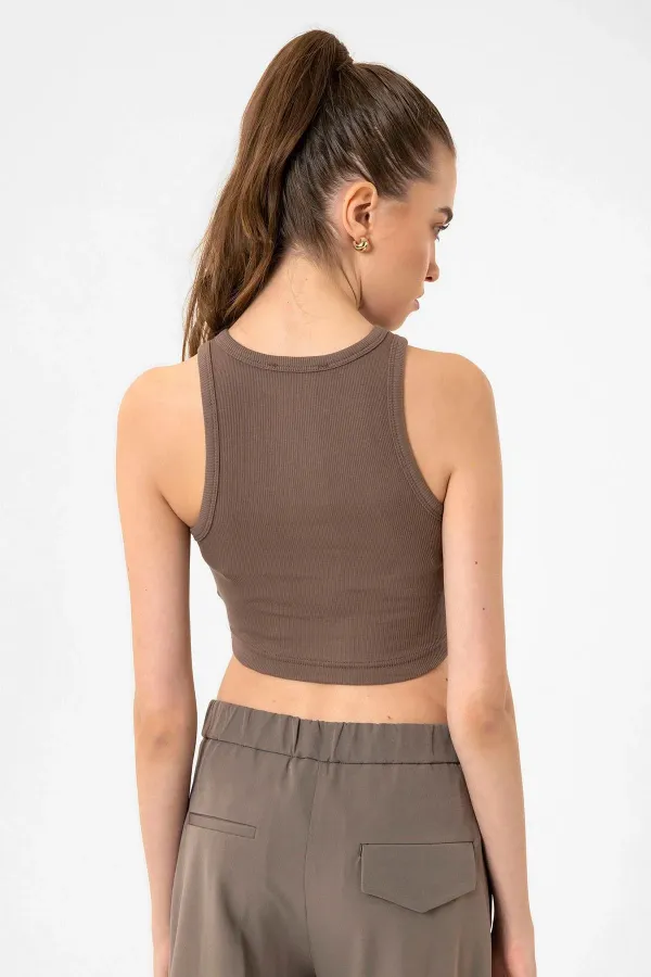 Débardeur court côtelé pour femme Antioch Coffee