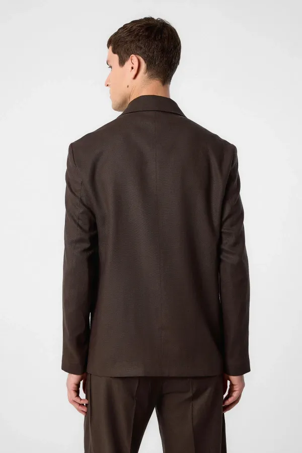 Veste blazer homme Antioch Coffee Relax Fit en lin mélangé